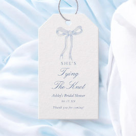 ブルーボウ彼女は結び目のブライダルシャワー ギフトタグ