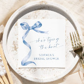 ブルーボウ彼女は結び目のブライダルシャワー スタンダードカクテルナプキン