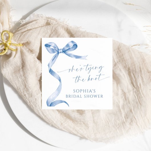 ブルーボウ彼女は結び目のブライダルシャワー スタンダードカクテルナプキン