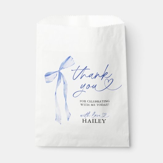 ブルーボウ彼女は結び目のブライダルシャワー フェイバーバッグ (正面)