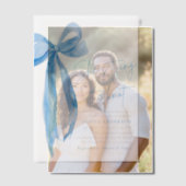 ブルーボウ彼女は結び目のブライダルシャワー ベラム紙招待状 (オフセット (カップル))