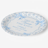 ブルーボウ彼女は結び目のブライダルシャワー ペーパープレート (アングル)