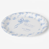 ブルーボウ彼女は結び目のブライダルシャワー ペーパープレート (アングル)