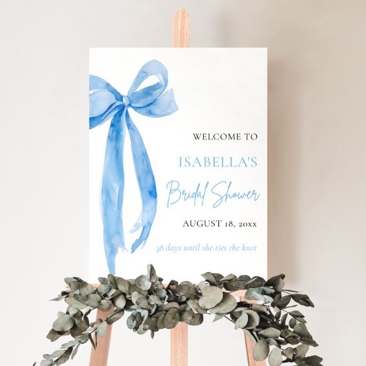 ブルーボウ彼女は結び目のブライダルシャワー ポスター