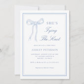 ブルーボウ彼女は結び目のブライダルシャワー 招待状 (正面)