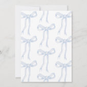 ブルーボウ彼女は結び目のブライダルシャワー 招待状 (裏面)