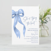 ブルーボウ彼女は結び目のブライダルシャワー 招待状 (スタンド正面)