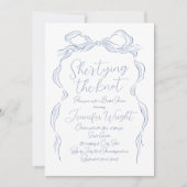 ブルーボウ彼女は結び目のブライダルシャワー 招待状 (正面)