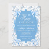 ブルーボウ彼女は結び目のブライダルシャワー 招待状 (正面)