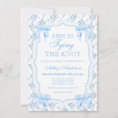 ブルーボウ彼女は結び目のブライダルシャワー 招待状 (正面)