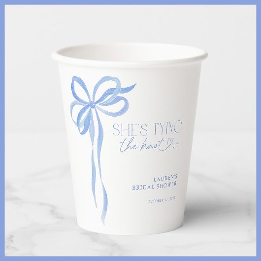 ブルーボウ彼女は結び目のブライダルシャワー 紙コップ
