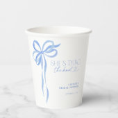 ブルーボウ彼女は結び目のブライダルシャワー 紙コップ (正面)