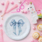 ブルーボウ書道エレガント少年の赤ちゃんシャワー ペーパープレート (パーティー)