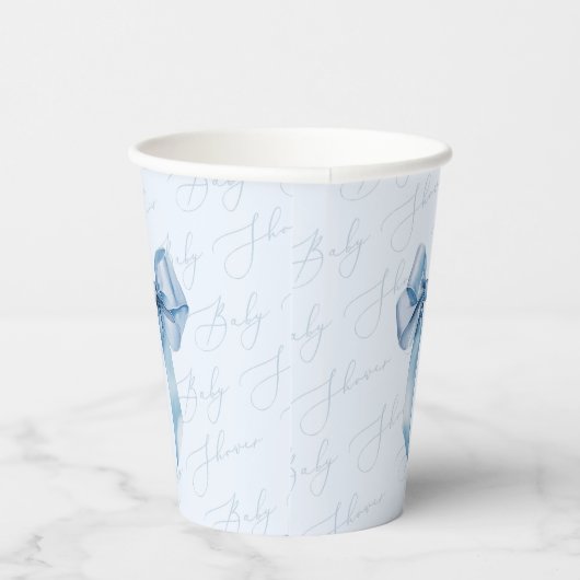 ブルーボウ書道エレガント少年の赤ちゃんシャワー 紙コップ (右)