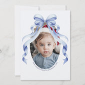 ブルーボウ楕円形フォトクリスマス シーズンカード (正面)