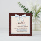 ブルーボウ水玉模様ボーイベビーシャワー招待状 招待状 (スタンド正面)