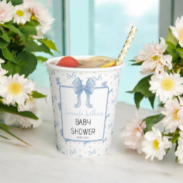 ブルーボウ水色ベビーシャワー 紙コップ