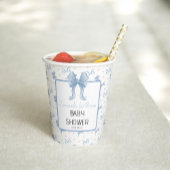 ブルーボウ水色ベビーシャワー 紙コップ