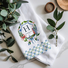 ブルーボウ沿岸クリスマスモノグラ航海のム キッチンタオル