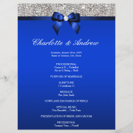 ブルーボウ王室のシルバーシークイン結婚式 プログラム
