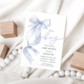 ブルーボウ男の子の赤ちゃんシャワー 招待状
