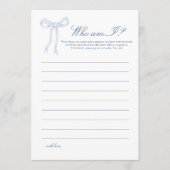 ブルーボウ私はブライダルシャワーゲーム アドバイスカード (正面)