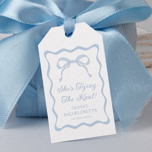 ブルーボウ結び目のバチェロレッテ ギフトタグ