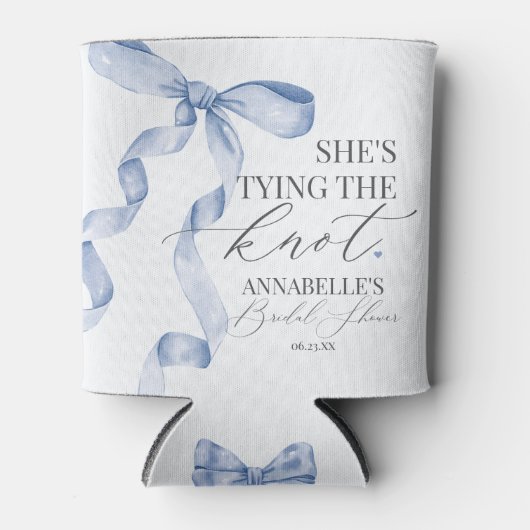 ブルーボウ結び結びブライダルシャワーの好意 缶クーラー (正面)