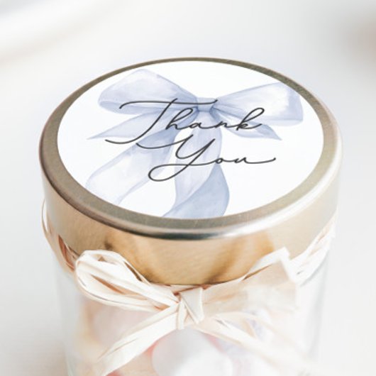 ブルーボウ赤ちゃんシャワーありがとうお願い ラウンドシール