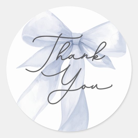 ブルーボウ赤ちゃんシャワーありがとうお願い ラウンドシール (正面)