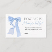 ブルーボウ赤ちゃんシャワーゲームママのお腹の大きさ エンクロージャーカード (正面)