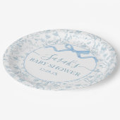 ブルーボウ赤ちゃんシャワーボーイ ペーパープレート (アングル)