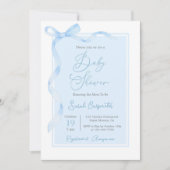 ブルーボウ赤ちゃんシャワーボーイ 招待状 (正面)