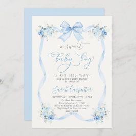 ブルーボウ赤ちゃんシャワーボーイ 招待状