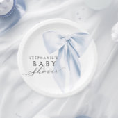 ブルーボウ赤ちゃんシャワー丸 ペーパープレート