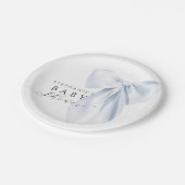 ブルーボウ赤ちゃんシャワー丸 ペーパープレート (アングル)