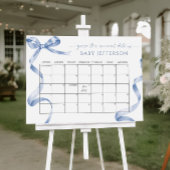 ブルーボウ赤ちゃんシャワー推定期日カレンダーポスト ポスター