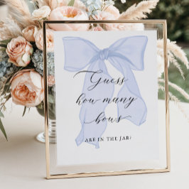 ブルーボウ赤ちゃんシャワー推測いくつ弓 ポスター