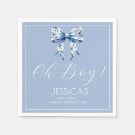 ブルーボウ赤ちゃんシャワー水色 スタンダードカクテルナプキン