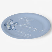 ブルーボウ赤ちゃんシャワー水色 ペーパープレート (アングル)