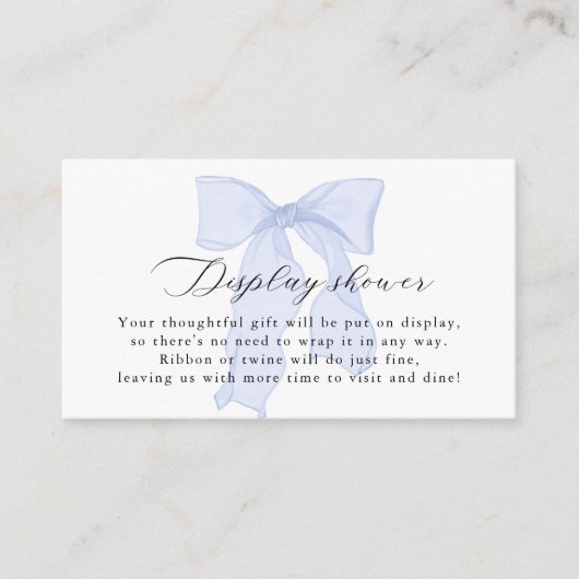 ブルーボウ赤ちゃんシャワー表示シャワー エンクロージャーカード (正面)