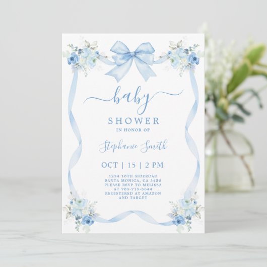 ブルーボウ赤ちゃんシャワー 招待状 (スタンド正面)