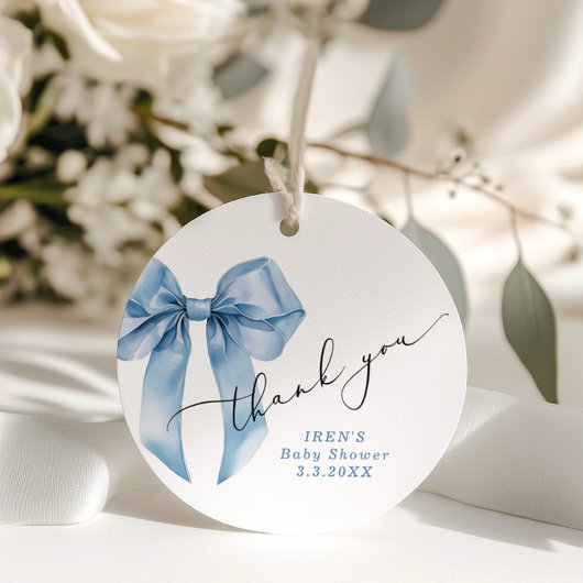 ブルーボウ赤ちゃんシャワーBowhealyありがとう フェイバータグ