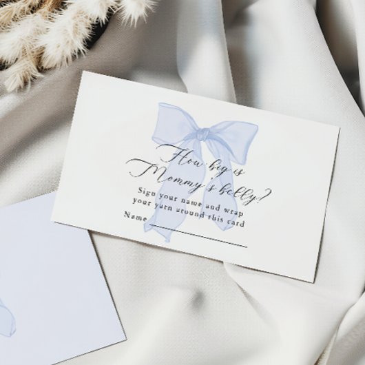 ブルーボウ赤ちゃんシャワーMommyのお腹の大きさ エンクロージャーカード
