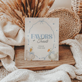 ブルーボウ間抜けグースコケットの好意&トリートサイン ポスター