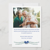 ブルーボウ飾りガーランドのメリークリスマスフォト シーズンカード (裏面)