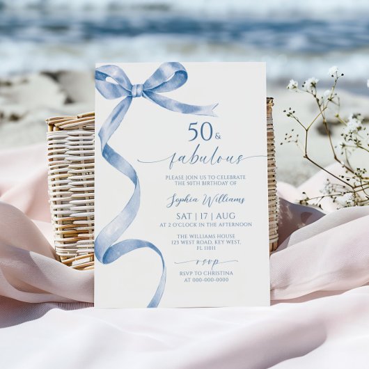 ブルーボウ50と素晴らしい誕生日招待状 招待状