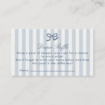 ブルーボウ&おむつストライプラッフルエンクロージャカード