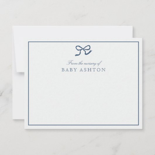 ブルーボウ&ストライプ子供部屋から，ありがとう 招待状 (正面)