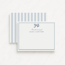 ブルーボウ&ストライプ子供部屋から，ありがとう 招待状